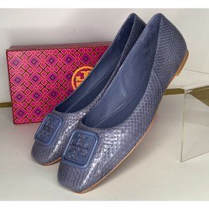 Tory Burch Georgia Ballet snakeskin medallion spring lotus  Women's size 11